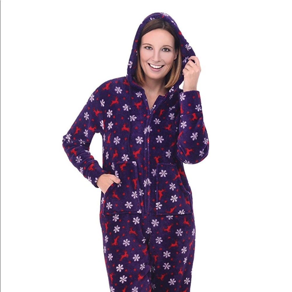 COZY Fleece Onesie, Hooded Footed Jumpsuit Pajamas
